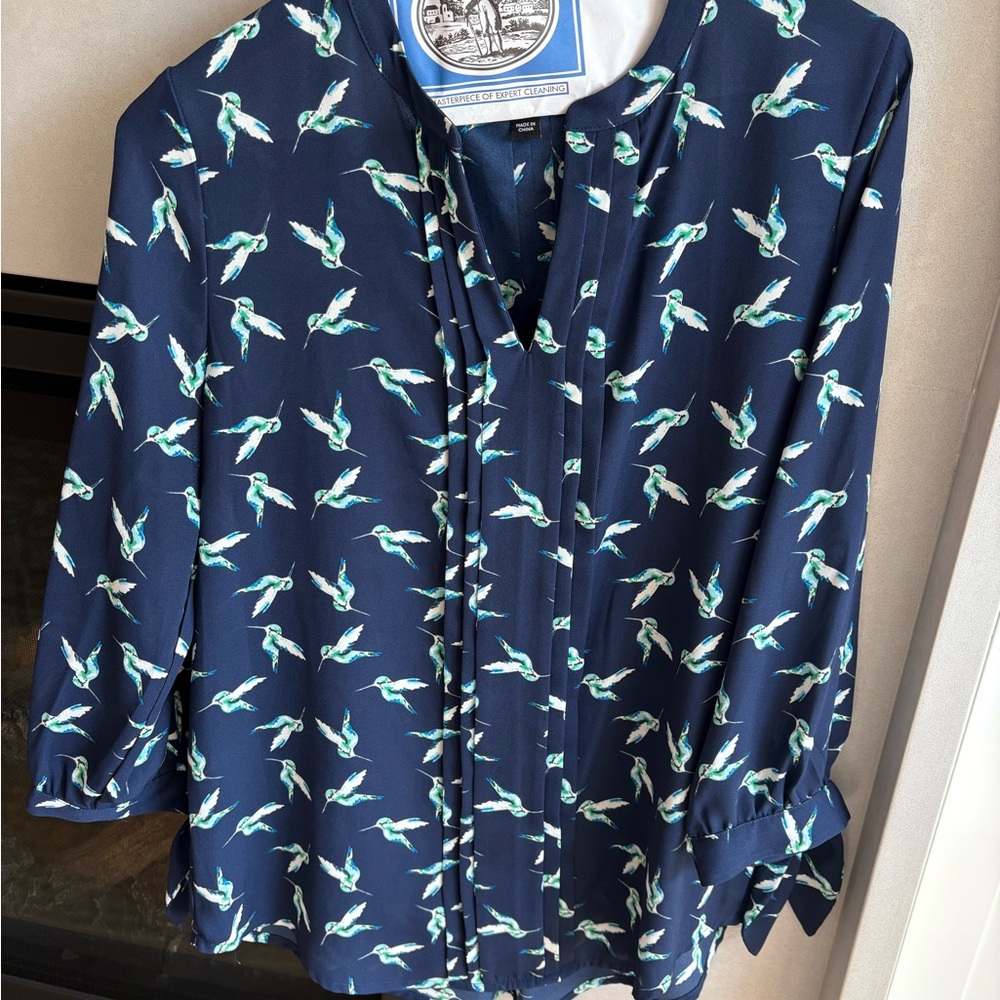 41 Hawthorn Navy Blouse with Bird Design